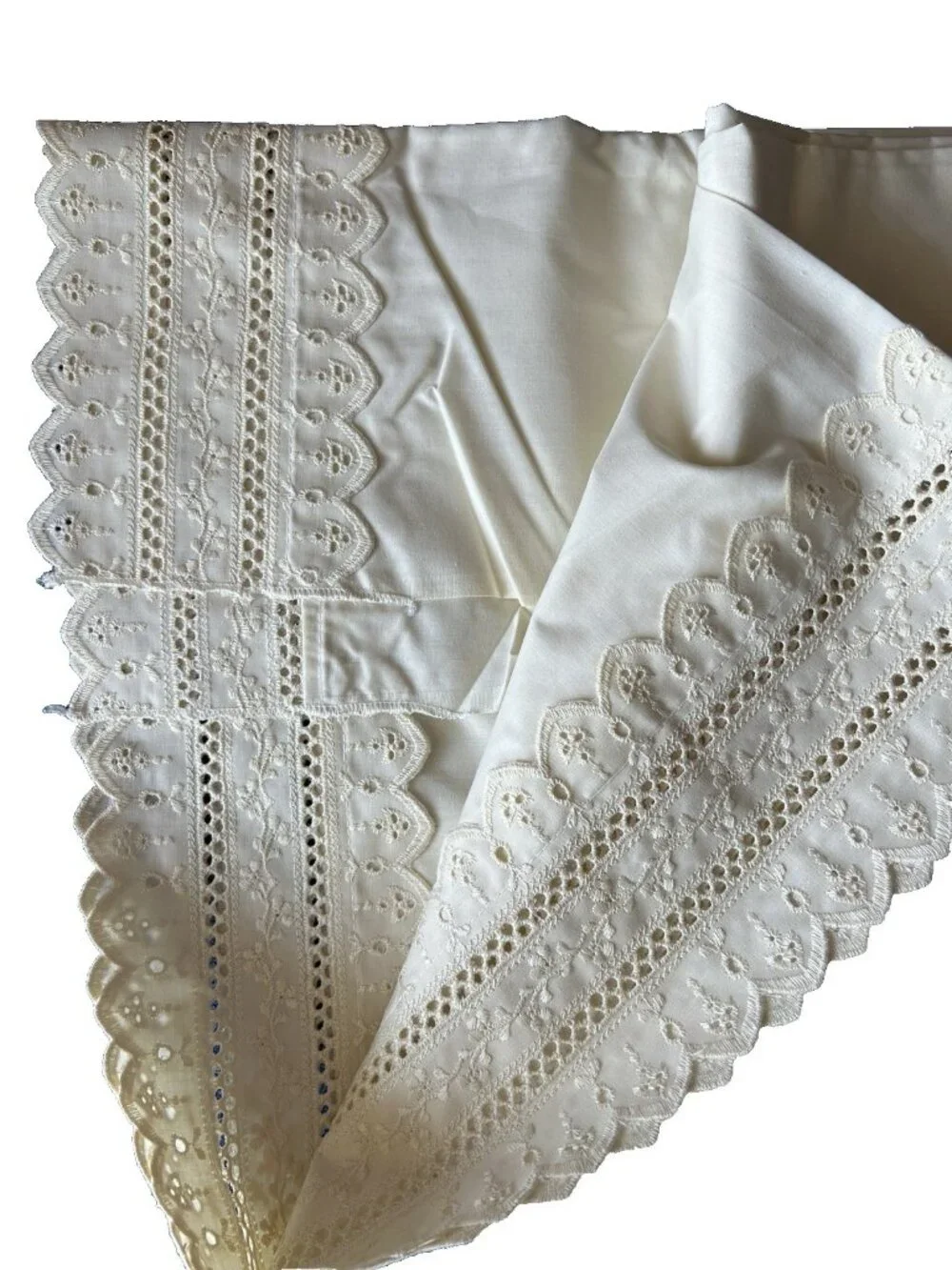 Wamsutta TWIN 2-Pc Set Ivory SUPERCALE+ Eyelet 1) Flat 1) Pillowcase Made in USA